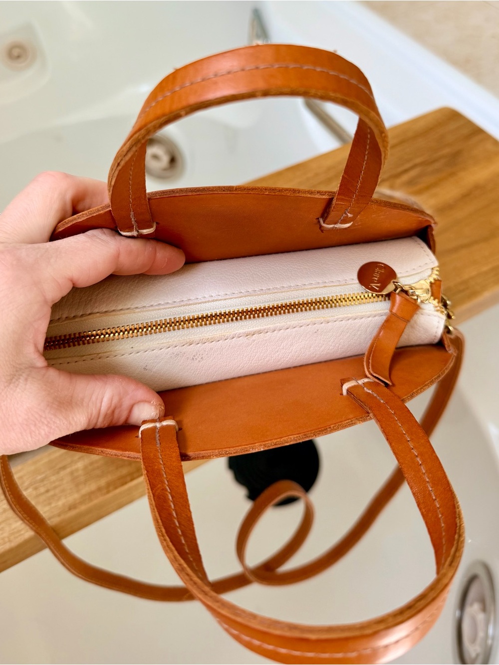 CLARE V PETIT ALISTAIR BAG - NATURAL CUOIO $365.00 - Picture 15 of 15